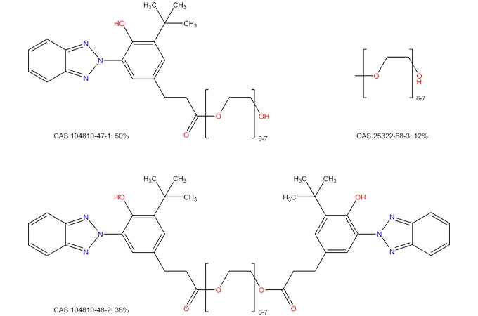Misturar α-[3-[3-(2H-benzotriazol-2-il)-5-(1,1-dimetiletil)-4 hidroxifenil]-1-oxopropil]-ω-hidroxipoli (oxo-1, 2-etanodiil)