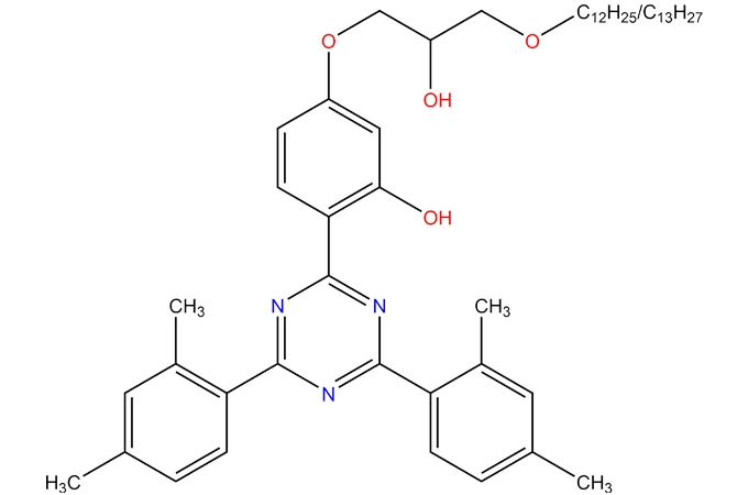 Produtos de reação de 2-(4,6-bis (2,4-dimetilfenil)-1, 3,5-triazin-2-il)-5-hidroxifenol com (C10-16, rico em C12-13 alquiloxi) metil) oxirano