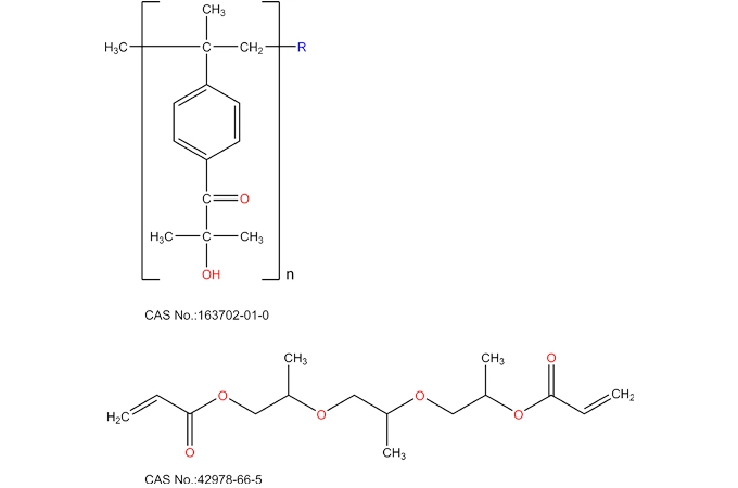 Alfa hidroxi cetona oligomérica (75% em peso) e diacrilato de tripropilenoglicol (25% em peso)