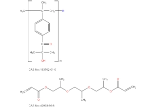 Alfa hidroxi cetona oligomérica (75% em peso) e diacrilato de tripropilenoglicol (25% em peso)